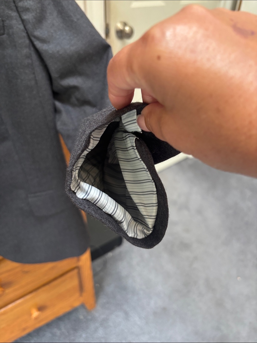 J. Crew Dark Gray 100 percent wool Blazer with Black Satin Lapel - Picture 6 of 6